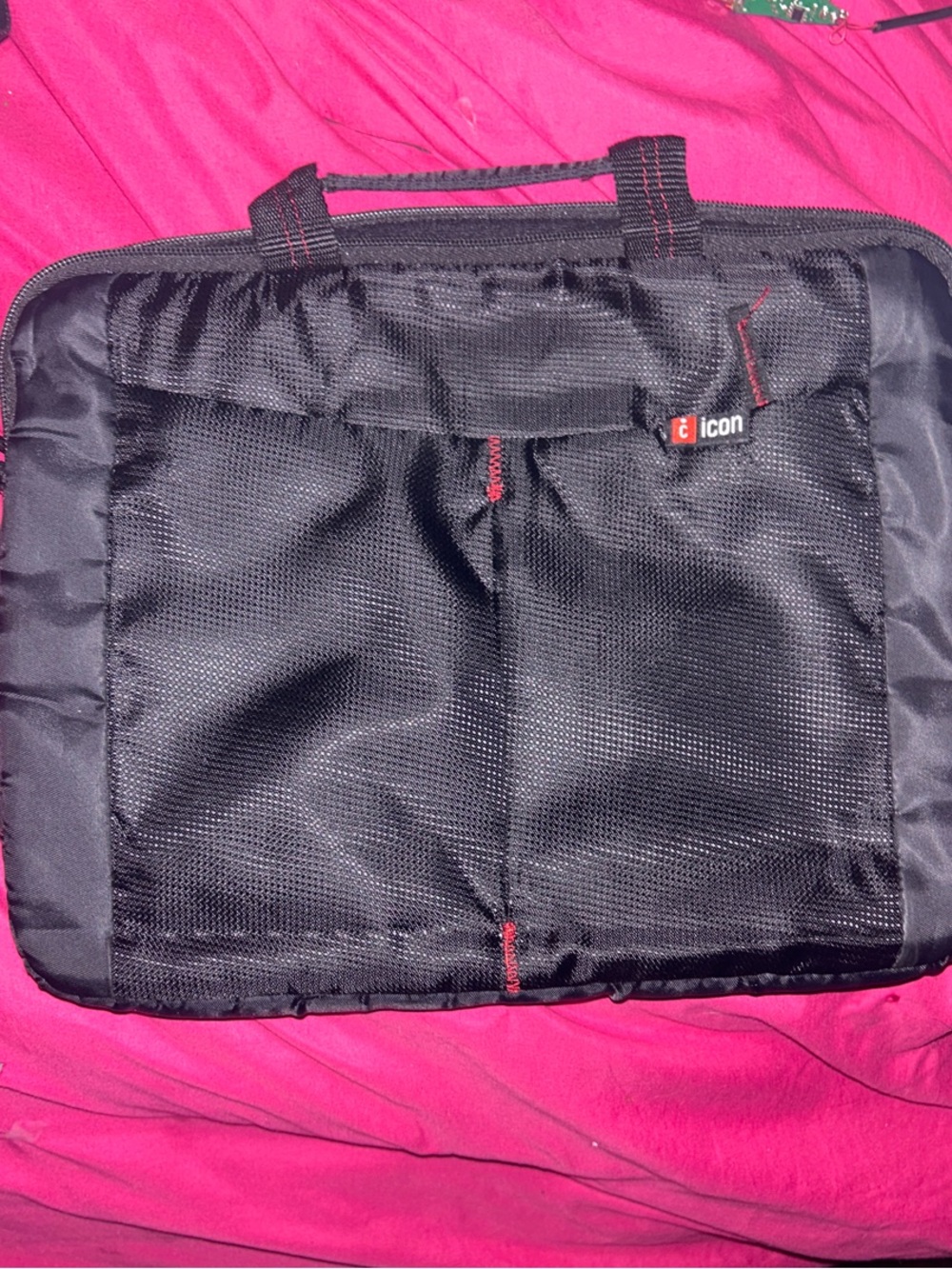 ICON Black Men's Laptop Briefcase with Red Stitch Accents